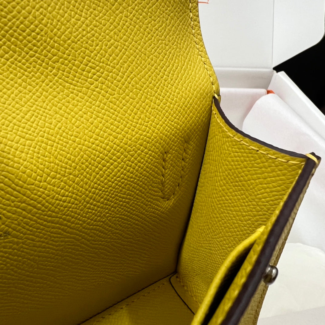 Hermès Kelly To Go Wallet - Lime Epsom Leather with Silver Hardware