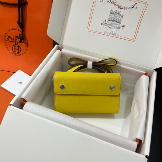 Hermès Kelly To Go Wallet - Lime Epsom Leather with Silver Hardware