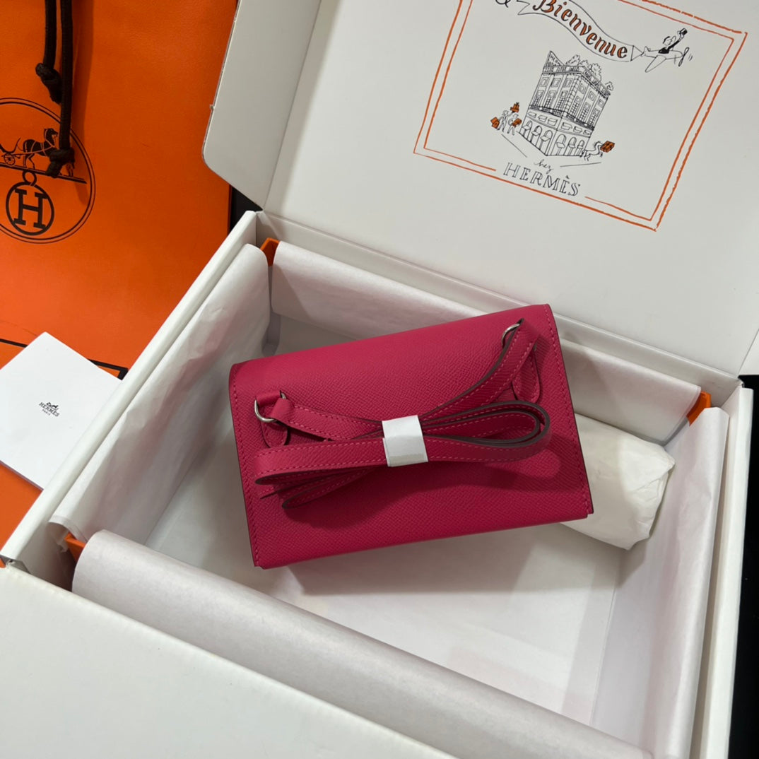 Hermès Click 16 Wallet with Shoulder Strap - Epsom Leather - Pink