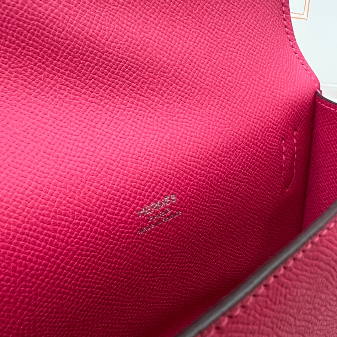 Hermès Click 16 Wallet with Shoulder Strap - Epsom Leather - Pink