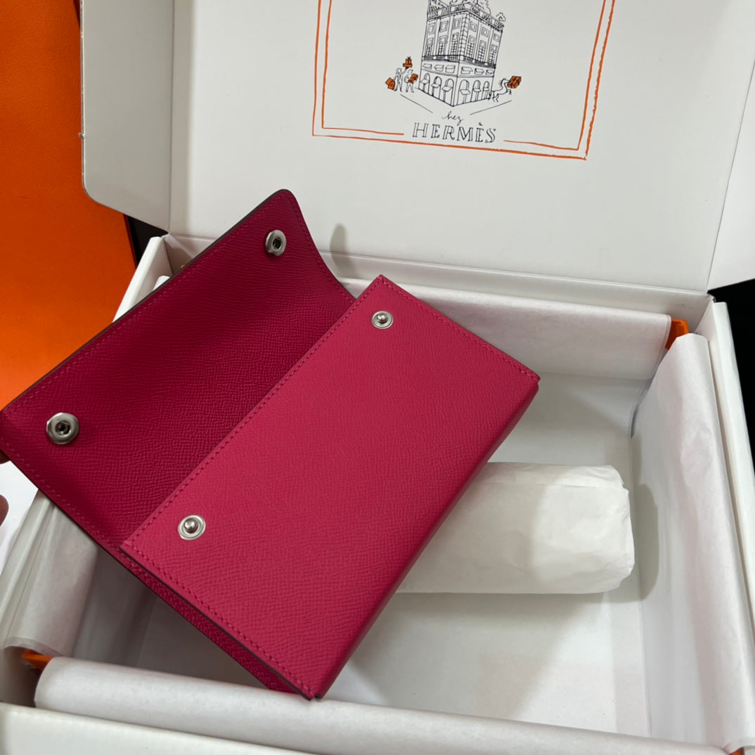Hermès Click 16 Wallet with Shoulder Strap - Epsom Leather - Pink
