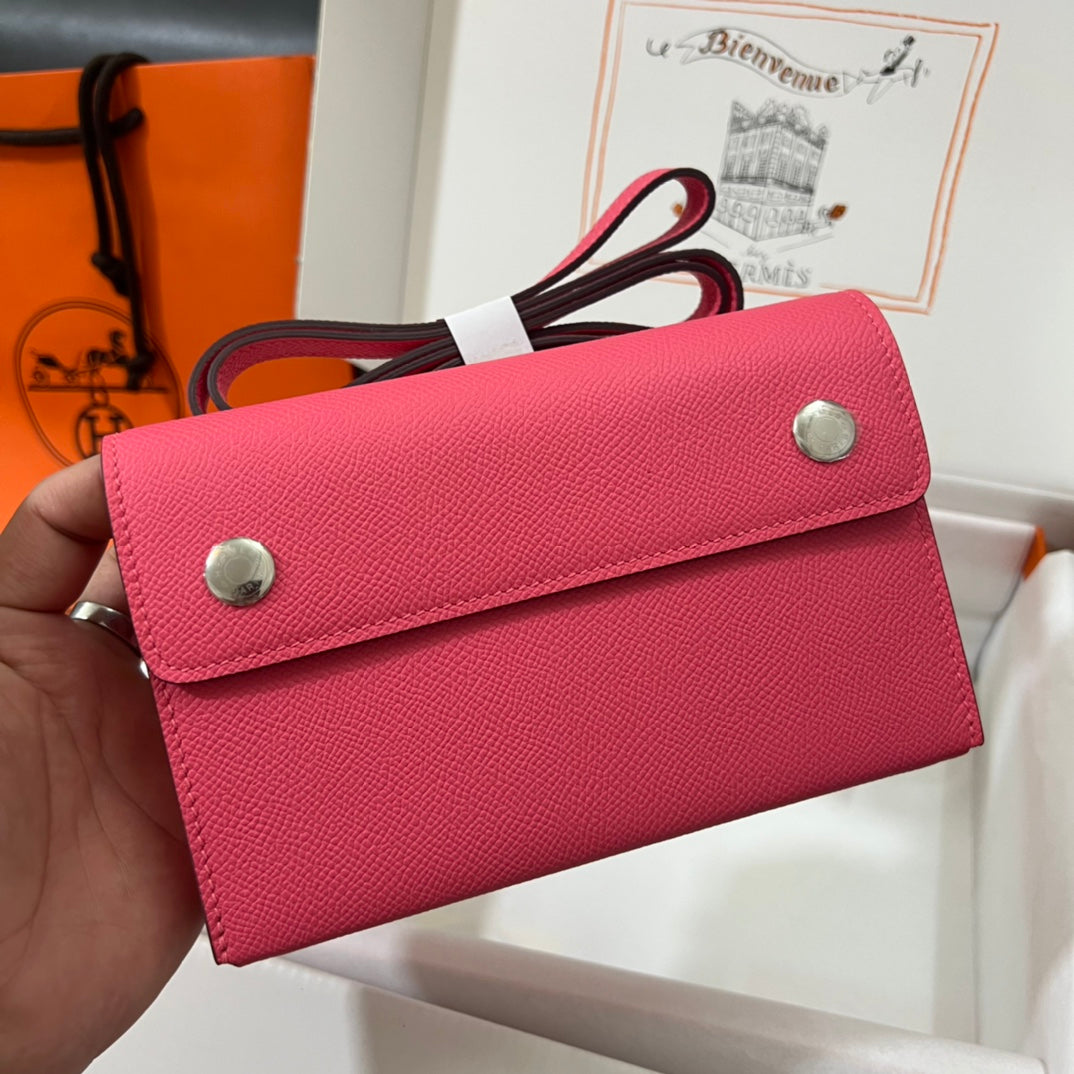 Hermès Constance Slim Wallet - Pink Epsom Leather with Palladium Hardware