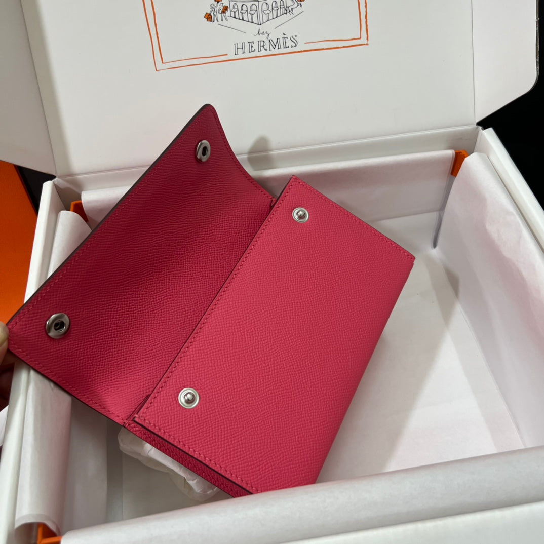 Hermès Constance Slim Wallet - Pink Epsom Leather with Palladium Hardware