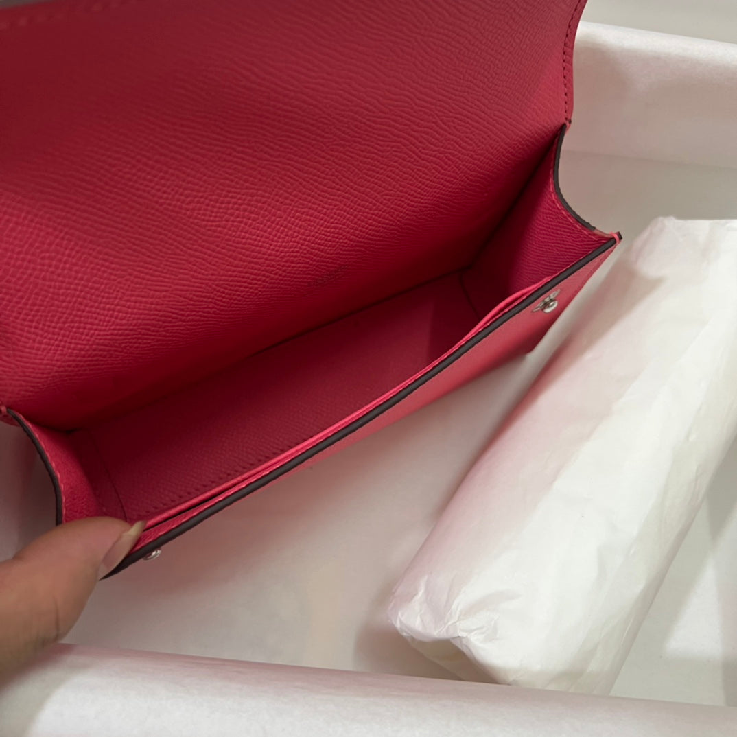 Hermès Constance Slim Wallet - Pink Epsom Leather with Palladium Hardware