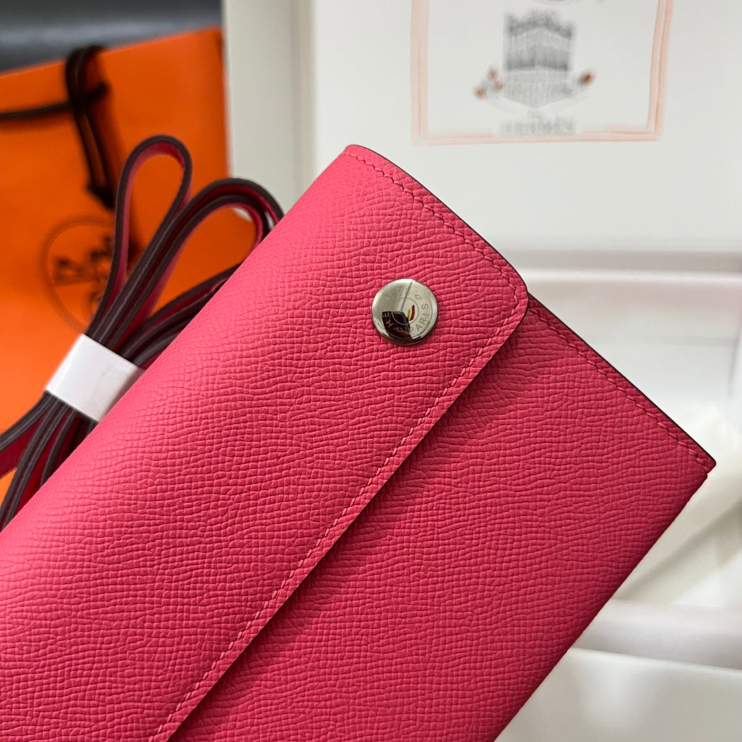 Hermès Constance Slim Wallet - Pink Epsom Leather with Palladium Hardware