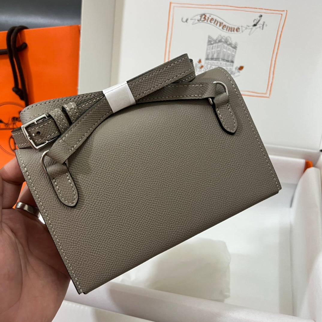 Hermès Constance Slim Wallet - Etoupe Epsom Leather with Palladium Hardware