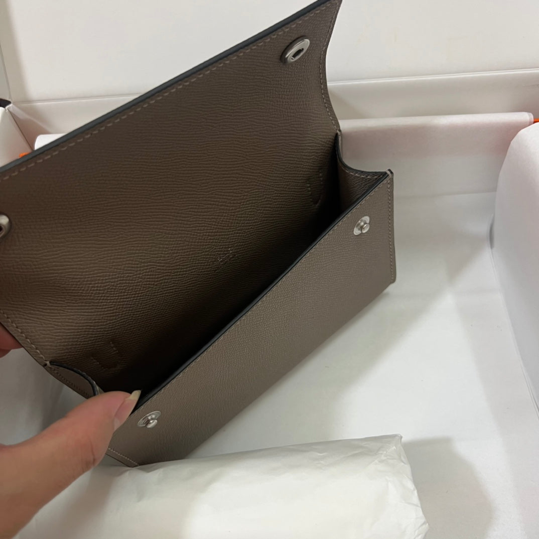Hermès Constance Slim Wallet - Etoupe Epsom Leather with Palladium Hardware