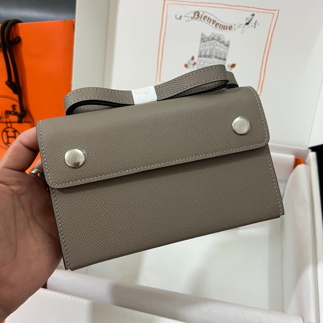 Hermès Constance Slim Wallet - Etoupe Epsom Leather with Palladium Hardware