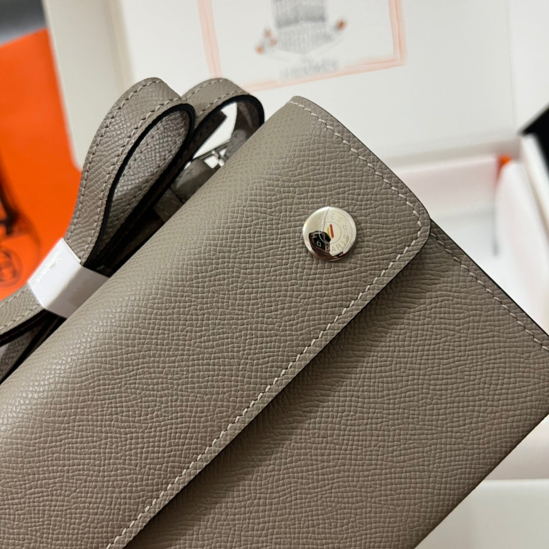 Hermès Constance Slim Wallet - Etoupe Epsom Leather with Palladium Hardware
