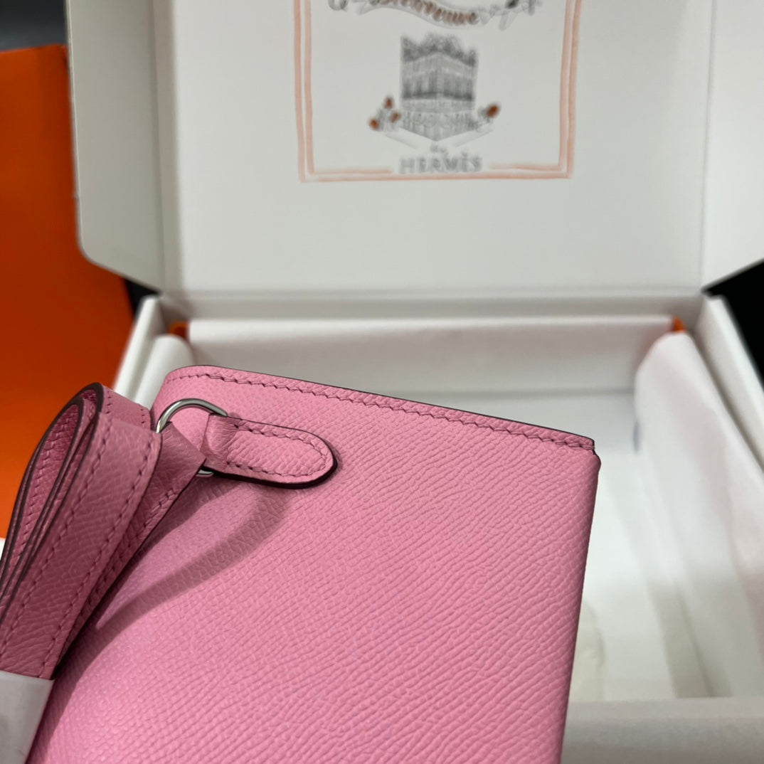 Hermès Constance Slim Wallet in Pink Leather with Palladium Hardware