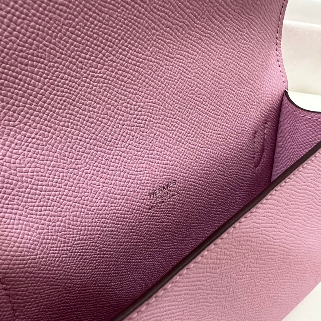 Hermès Click 16 Wallet with Strap - Mauve Sylvestre Epsom Leather