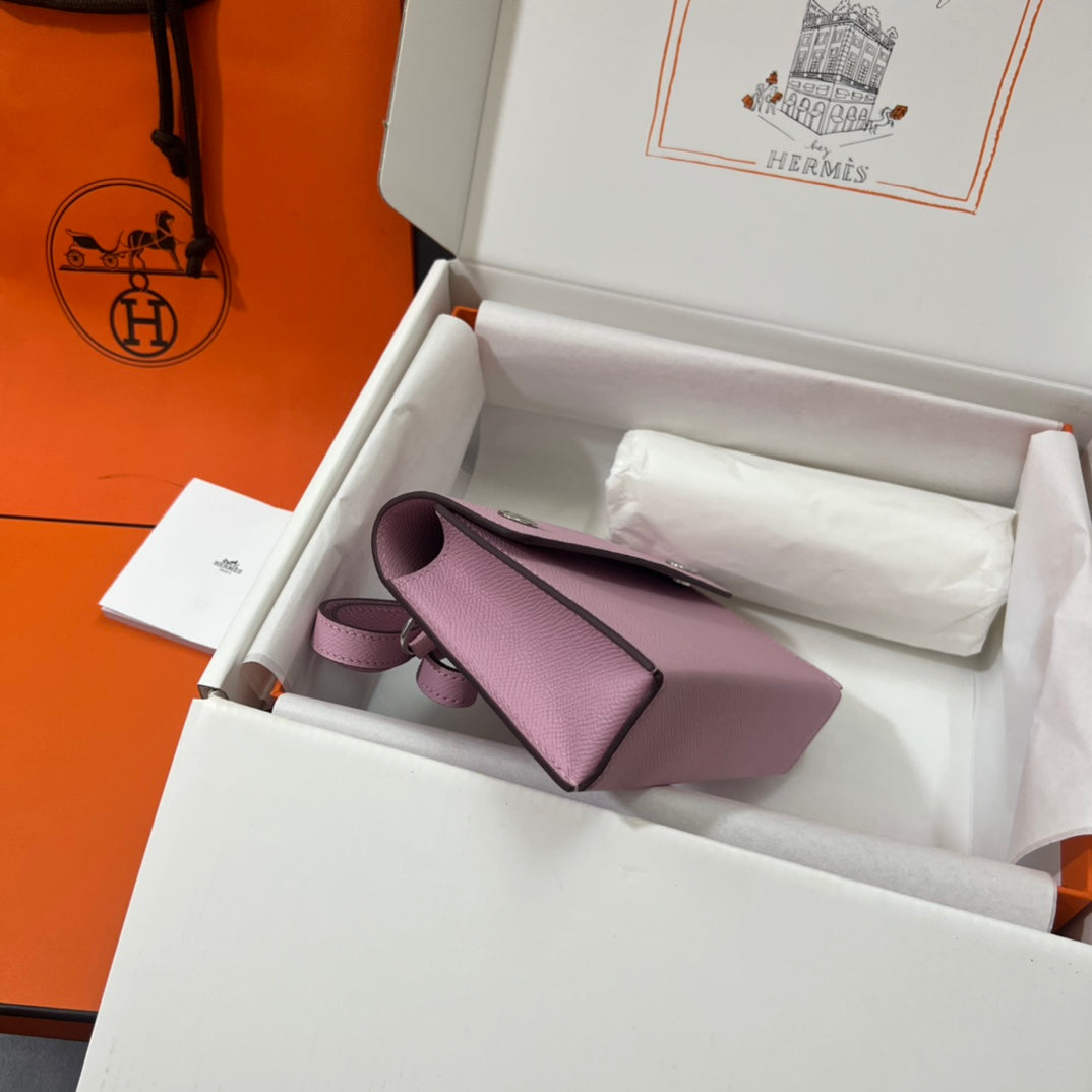 Hermès Click 16 Wallet with Strap - Mauve Sylvestre Epsom Leather