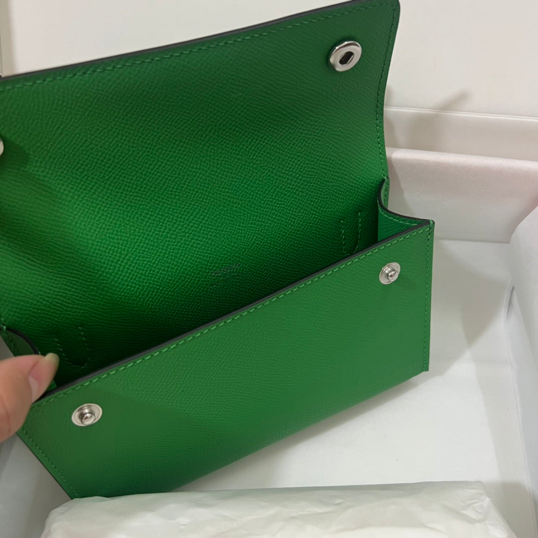 Hermès Green Leather Mini Crossbody Bag with Adjustable Strap