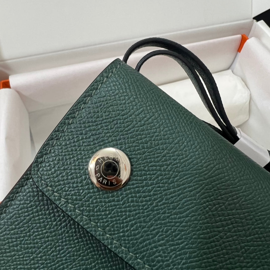 Hermès Click 12 Wallet in Deep Green Leather with Silver-Tone Hardware