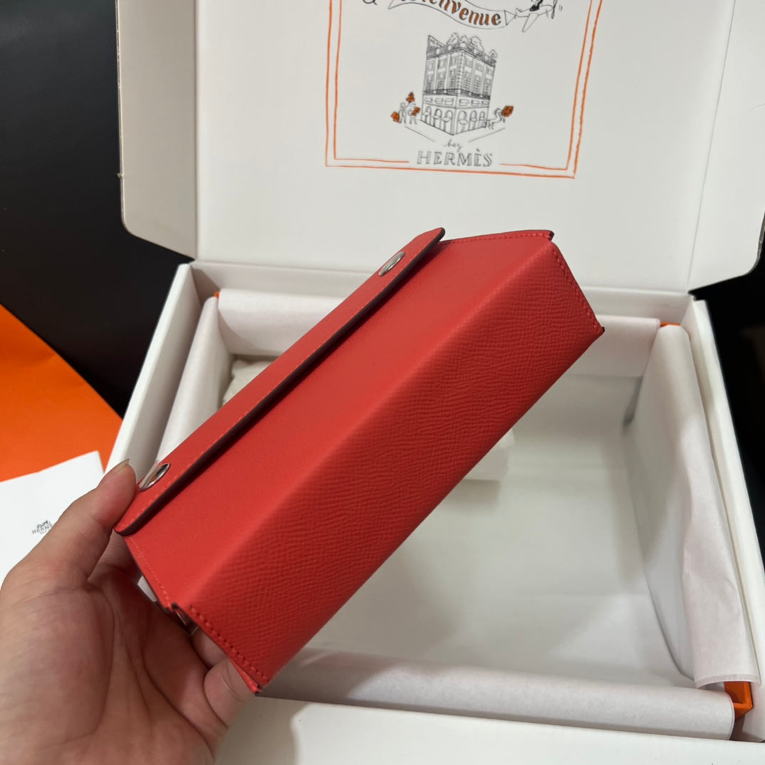 Hermès Clic 16 Wallet on Strap Red Epsom Leather