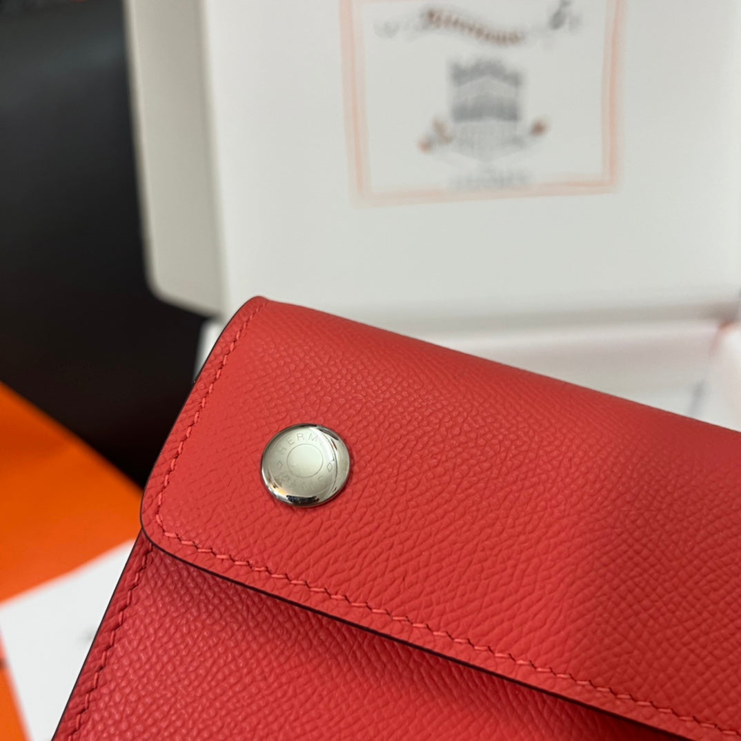 Hermès Clic 16 Wallet on Strap Red Epsom Leather