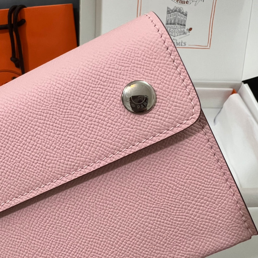 Hermès Click 16 Epsom Leather Wallet with Shoulder Strap - Rose Pink