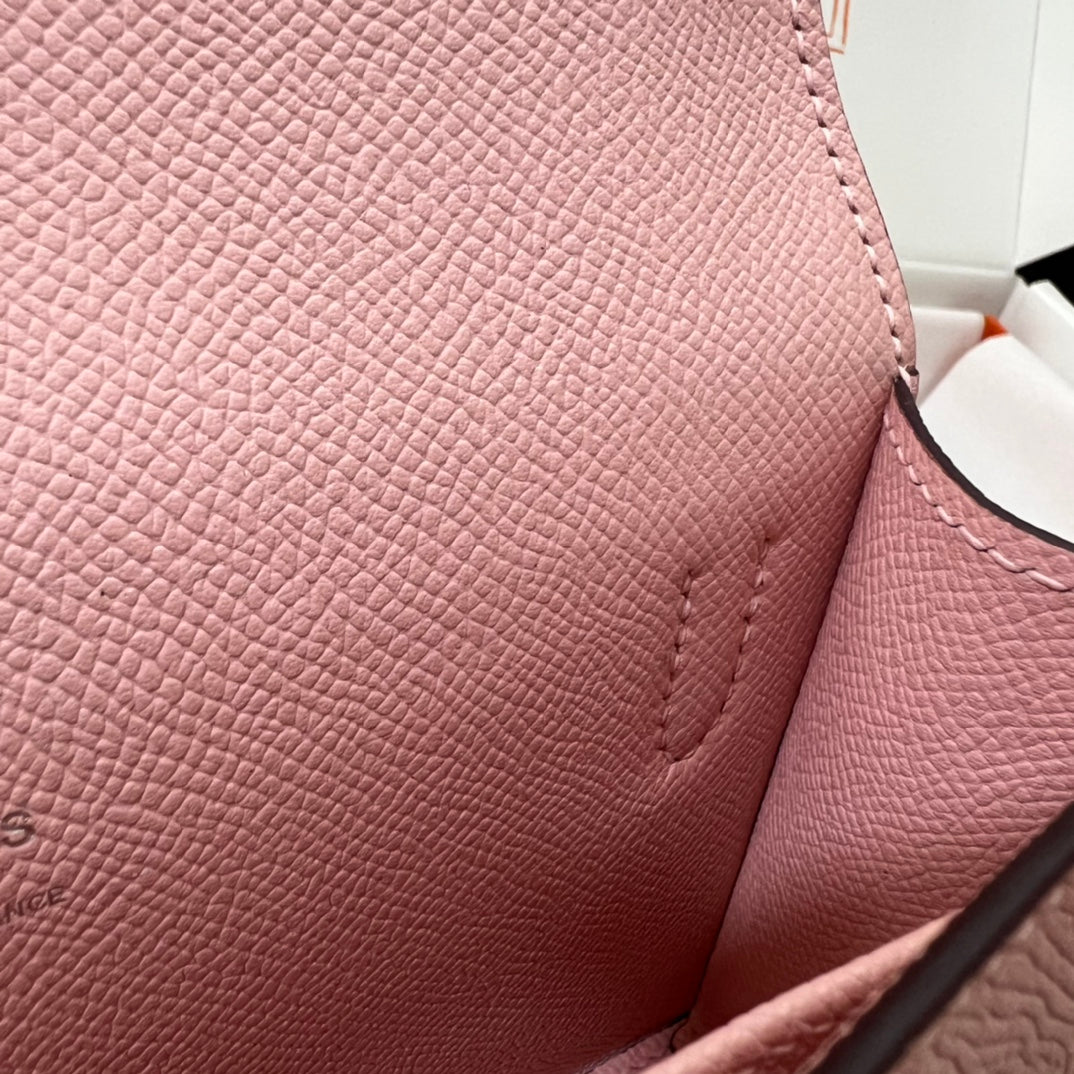 Hermès Click 16 Epsom Leather Wallet with Shoulder Strap - Rose Pink
