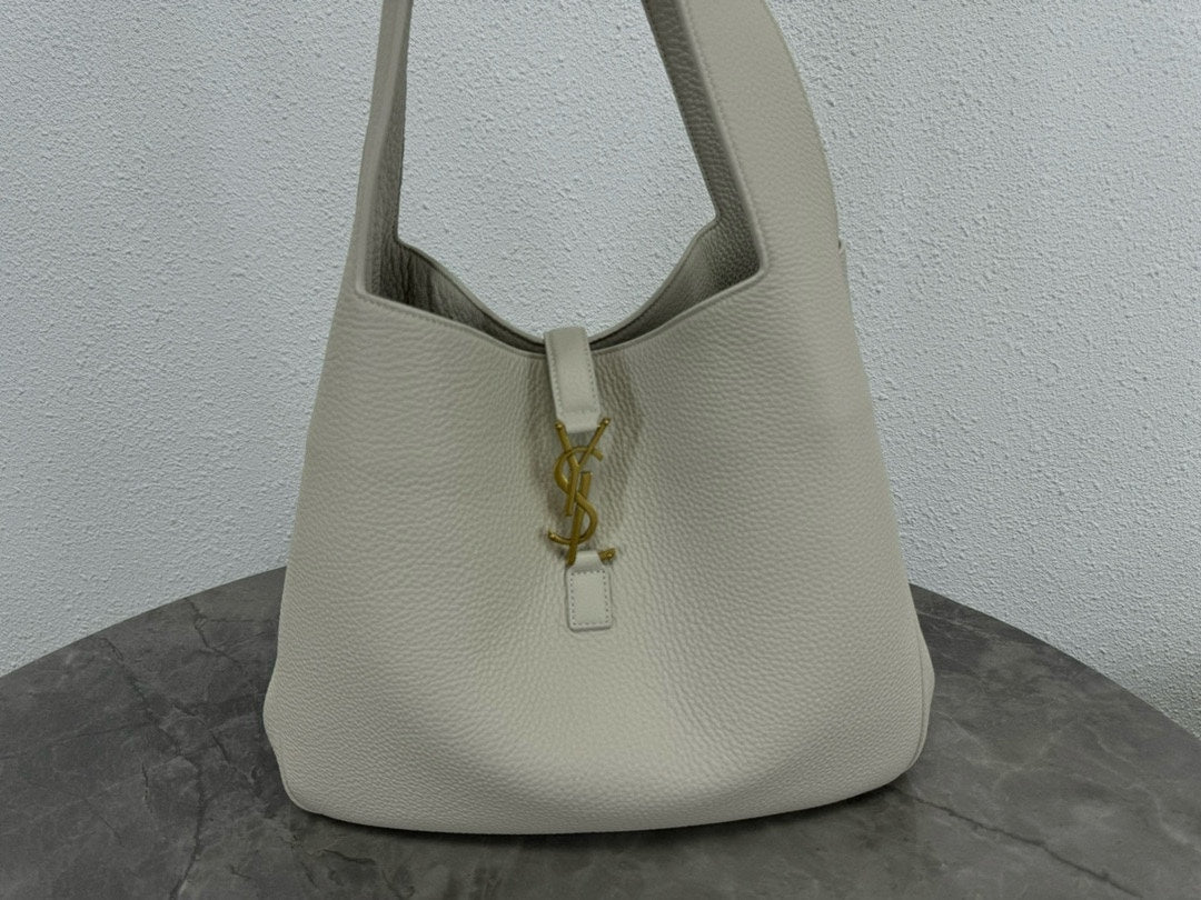 Saint Laurent Le 5 à 7 Small Soft Hobo Bag in Grey Leather