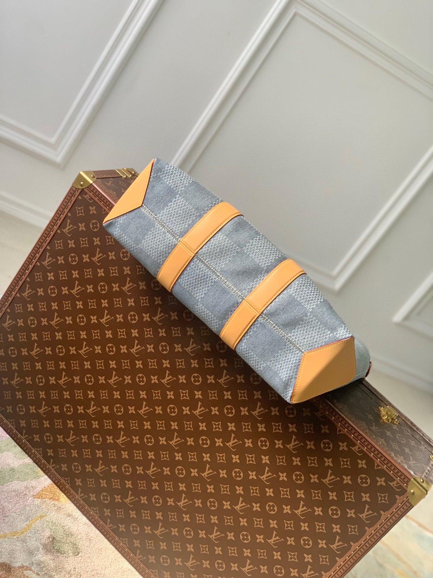 Louis Vuitton Onthego PM Damier Denim Tote Bag - Blue and White