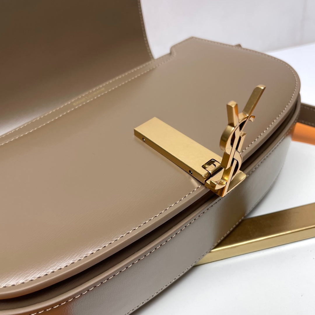 Saint Laurent Solferino Medium Shoulder Bag in Smooth Leather - Taupe