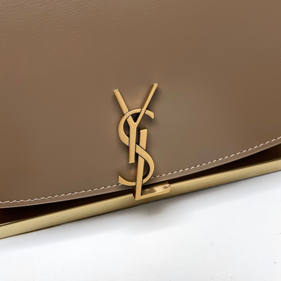 Saint Laurent Solferino Medium Shoulder Bag in Smooth Leather - Taupe