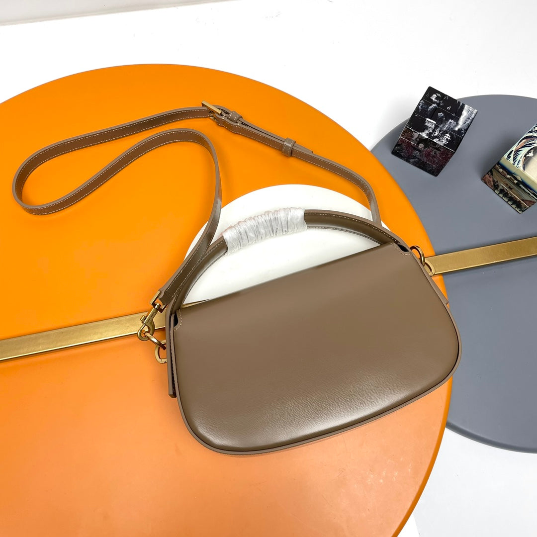 Saint Laurent Solferino Medium Shoulder Bag in Smooth Leather - Taupe
