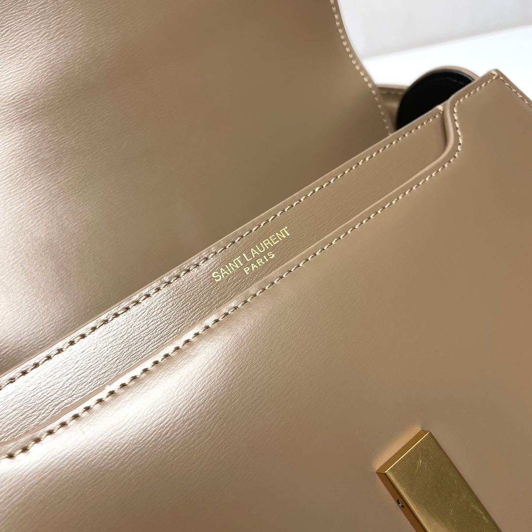 Saint Laurent Solferino Medium Shoulder Bag in Smooth Leather - Taupe