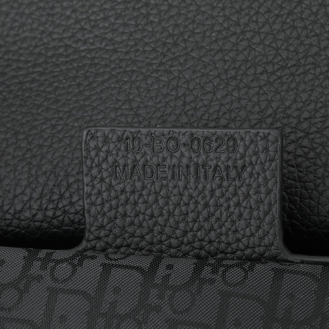 Dior Men's Saddle Bag - Black Grained Calfskin with Contrast Stitching