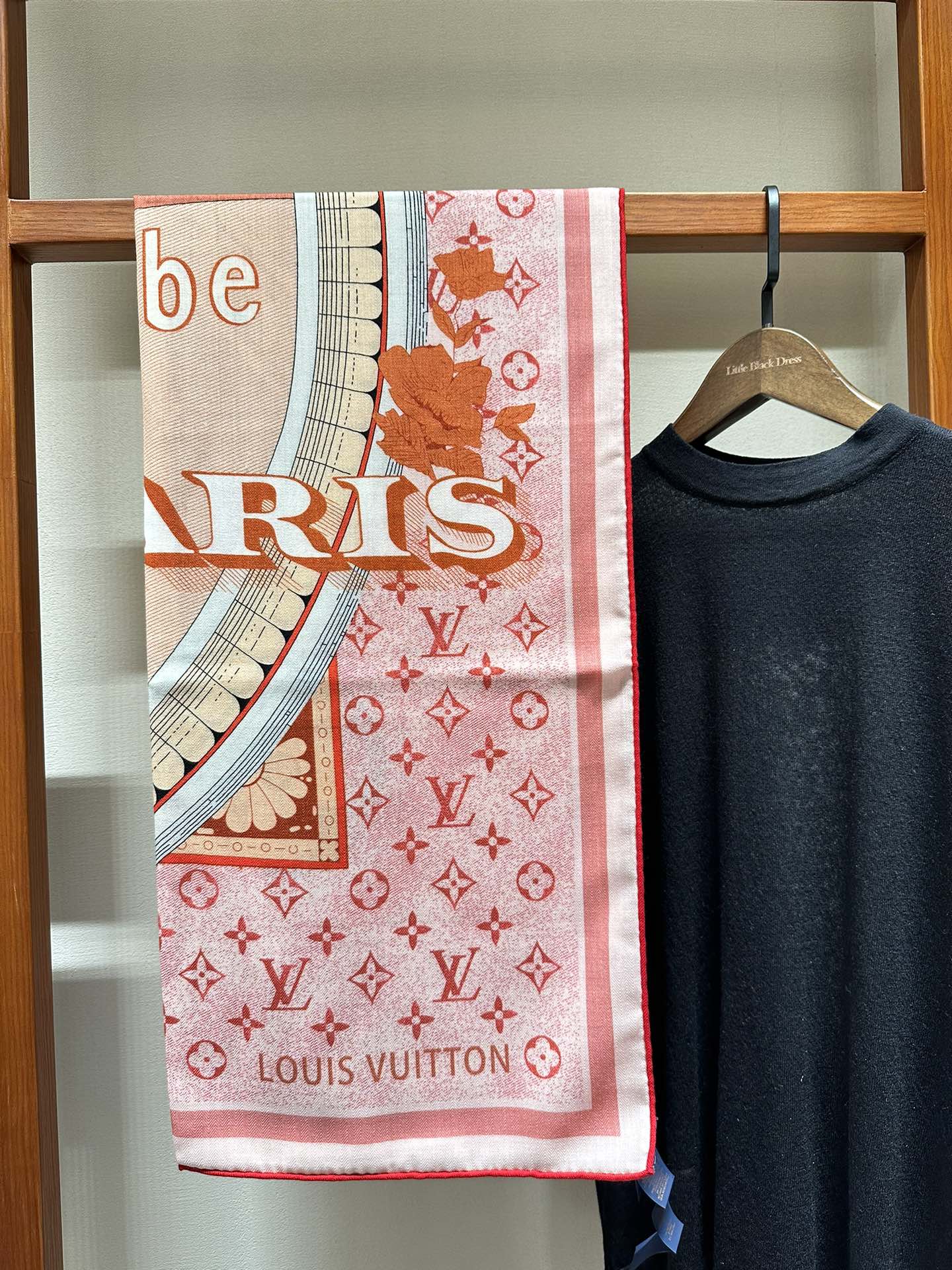 Louis Vuitton Rue Scribe Paris Silk Square Scarf - Pink Monogram Vintage Poster Design Women's Luxury Accessory