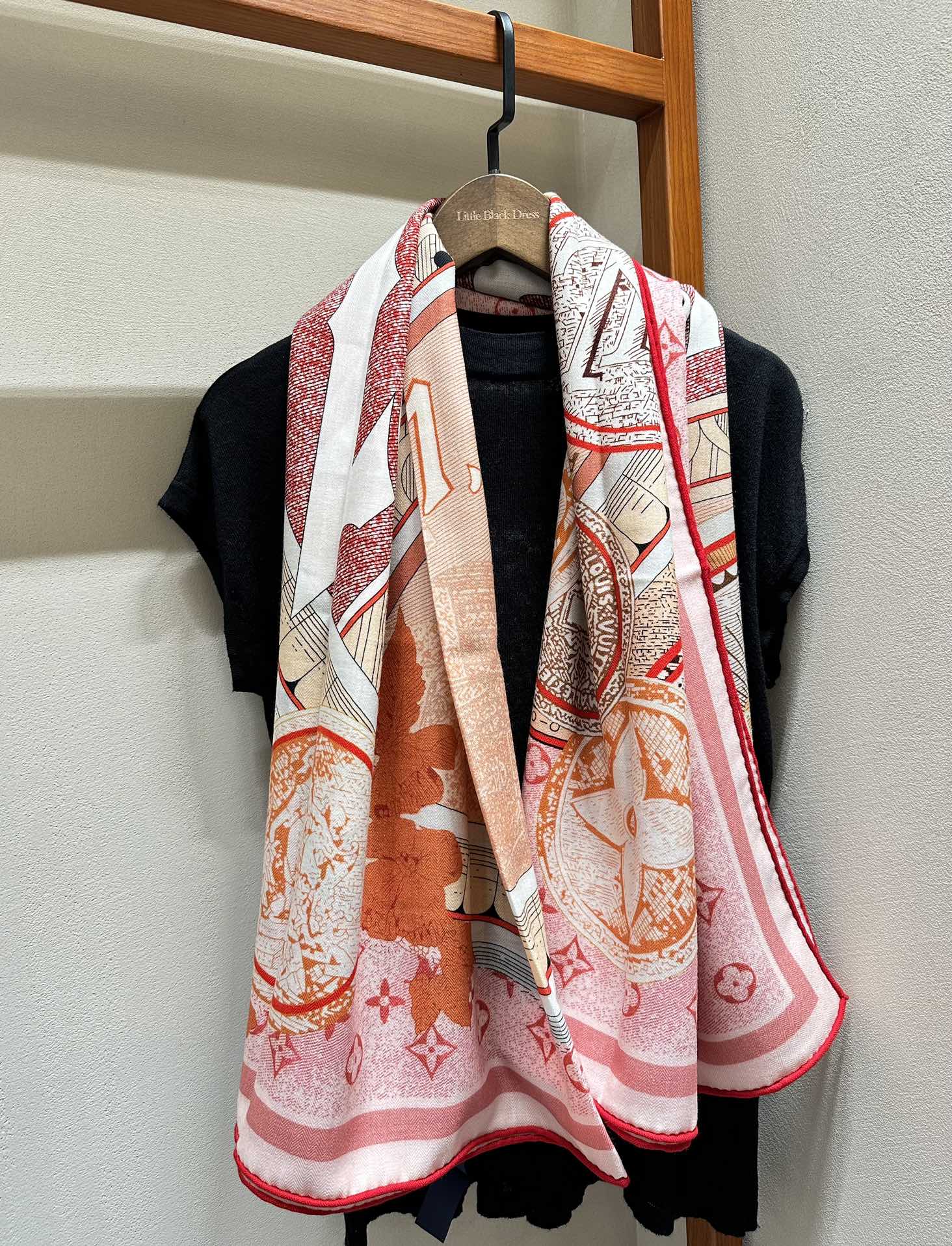 Louis Vuitton Rue Scribe Paris Silk Square Scarf - Pink Monogram Vintage Poster Design Women's Luxury Accessory