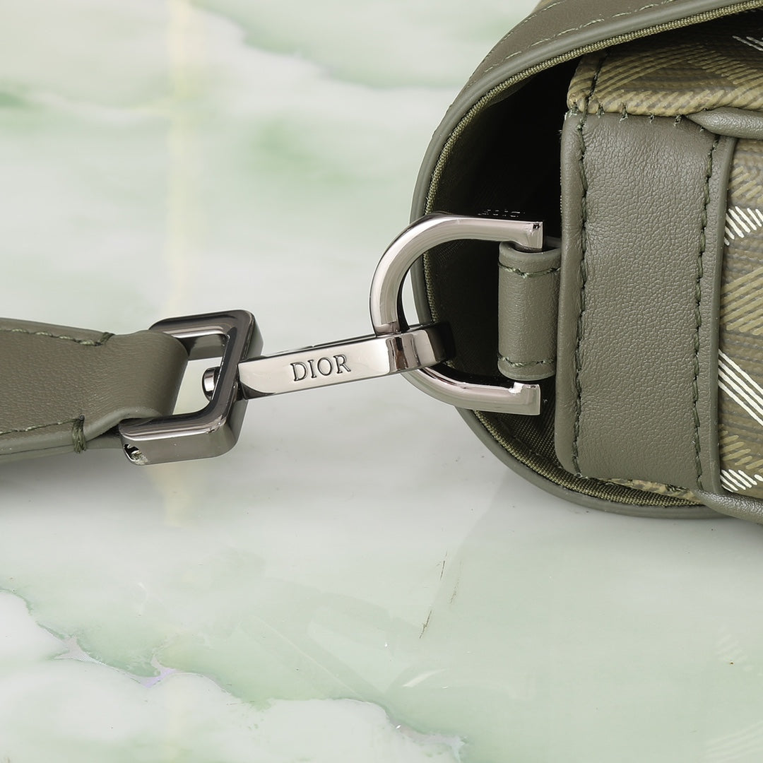Christian Dior Men's CD Diamond Canvas Mini Messenger Bag - Olive Green