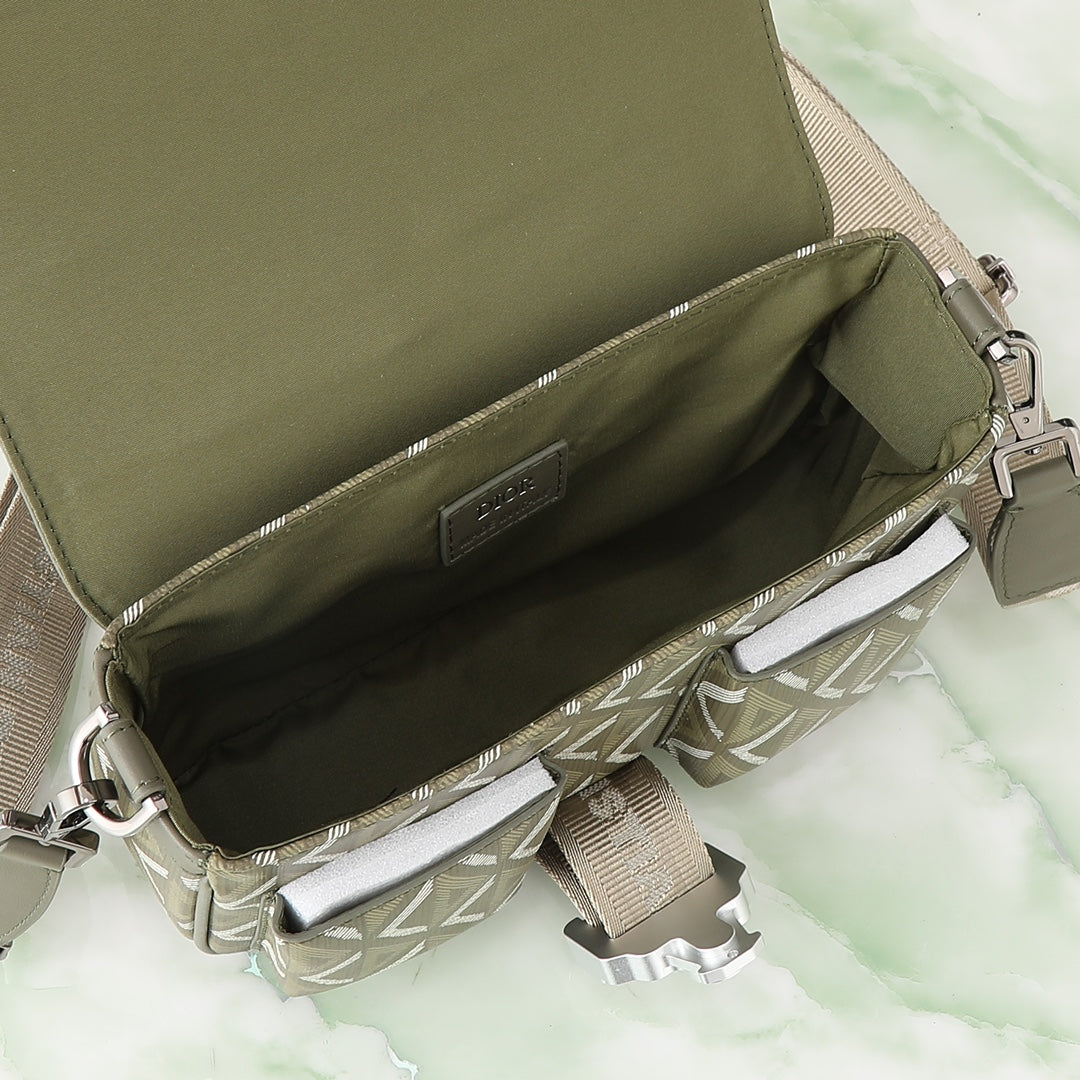Christian Dior Men's CD Diamond Canvas Mini Messenger Bag - Olive Green