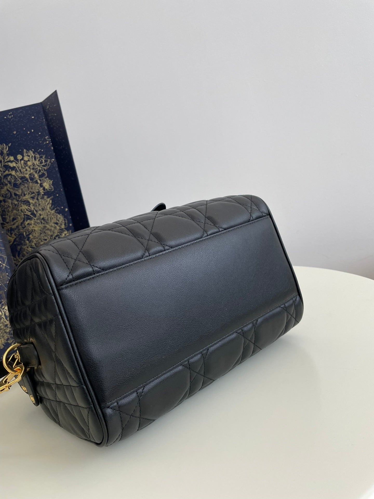 Christian Dior Black Cannage Lambskin DiorTravel Bowling Bag
