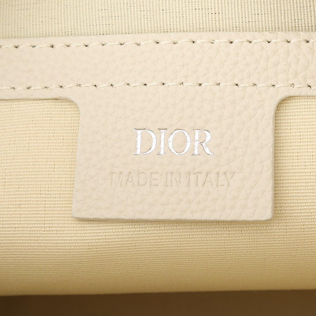 Christian Dior Off-White Quilted Leather Shoulder Bag with Logo Strap