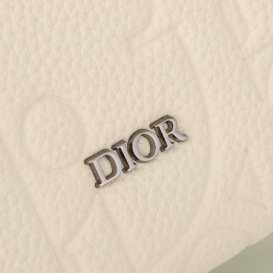 Christian Dior Off-White Quilted Leather Shoulder Bag with Logo Strap