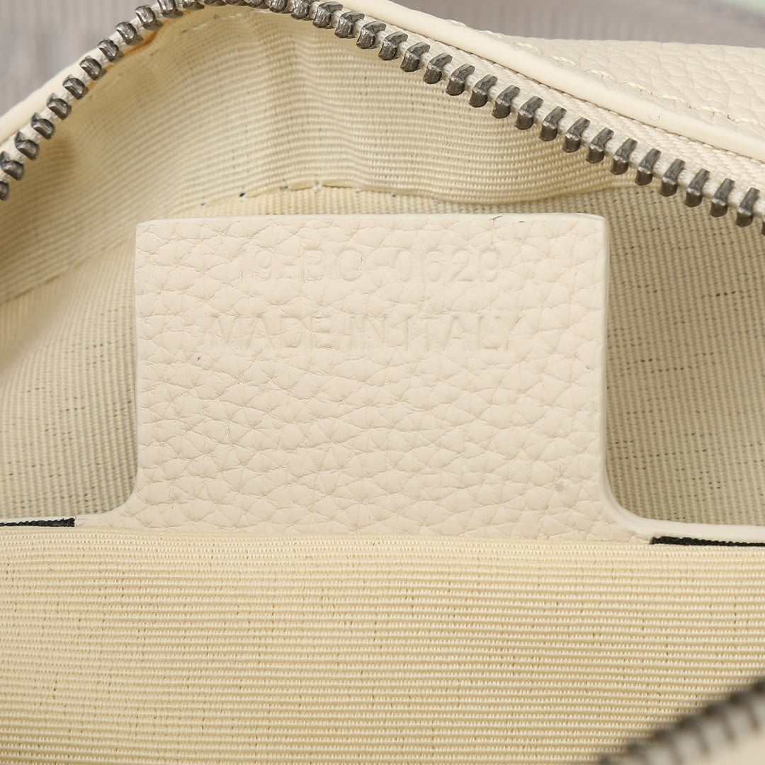 Christian Dior Off-White Quilted Leather Shoulder Bag with Logo Strap