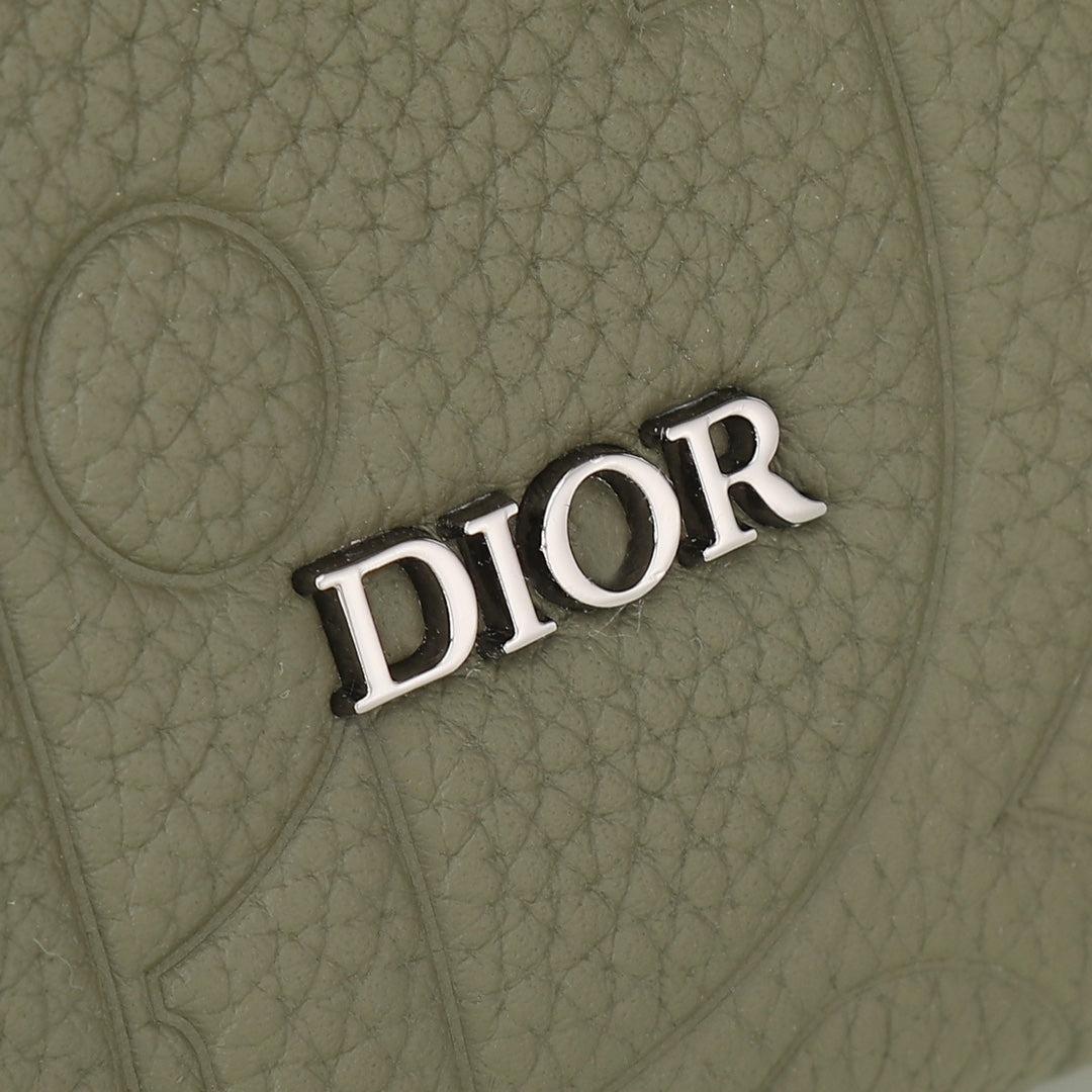 Christian Dior Embossed Leather Crossbody Messenger Bag - Olive Green
