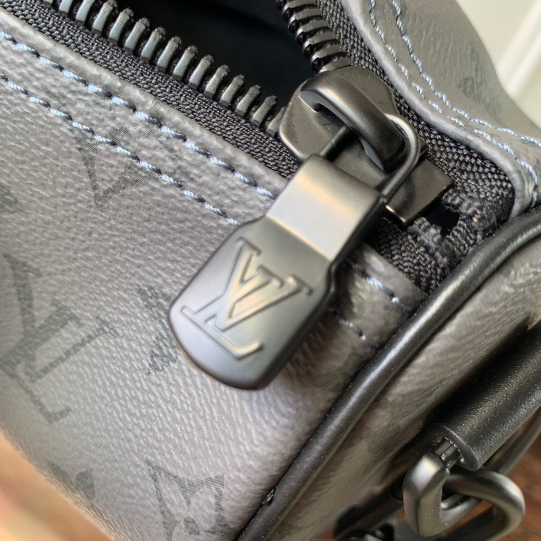 Louis Vuitton Keepall Bandoulière 25 Monogram Eclipse Turquoise Accent Mini Duffle Bag