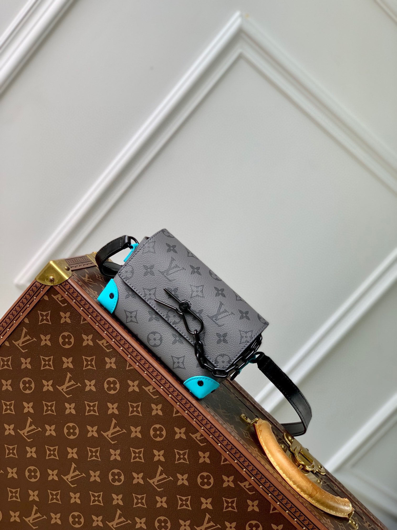 Louis Vuitton Monogram Eclipse Steamer Messenger Bag - Grey/Turquoise