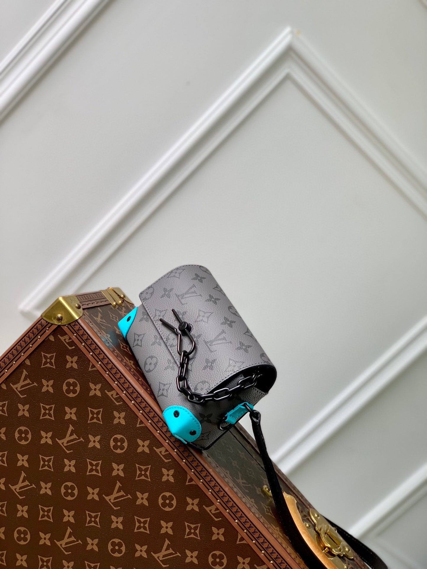 Louis Vuitton Monogram Eclipse Steamer Messenger Bag - Grey/Turquoise