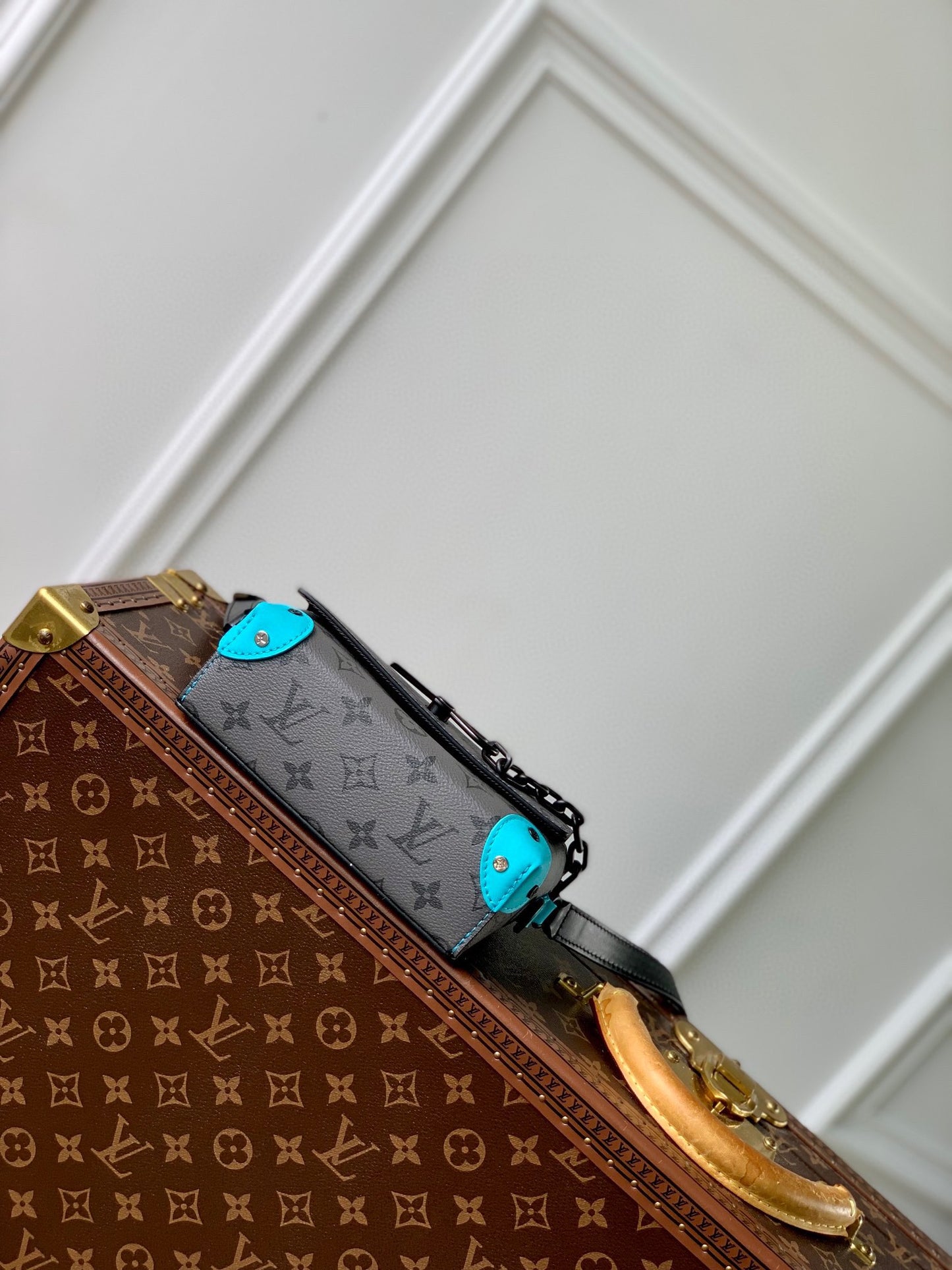 Louis Vuitton Monogram Eclipse Steamer Messenger Bag - Grey/Turquoise