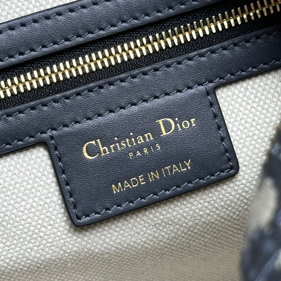 Christian Dior Blue Oblique Canvas Mini Bowling Bag with Strap