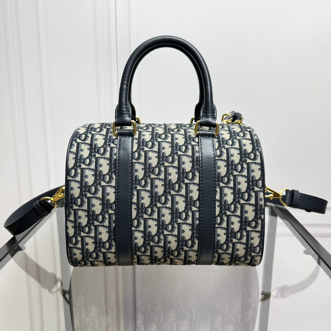 Christian Dior Blue Diorissimo Oblique Jacquard Bowling Bag