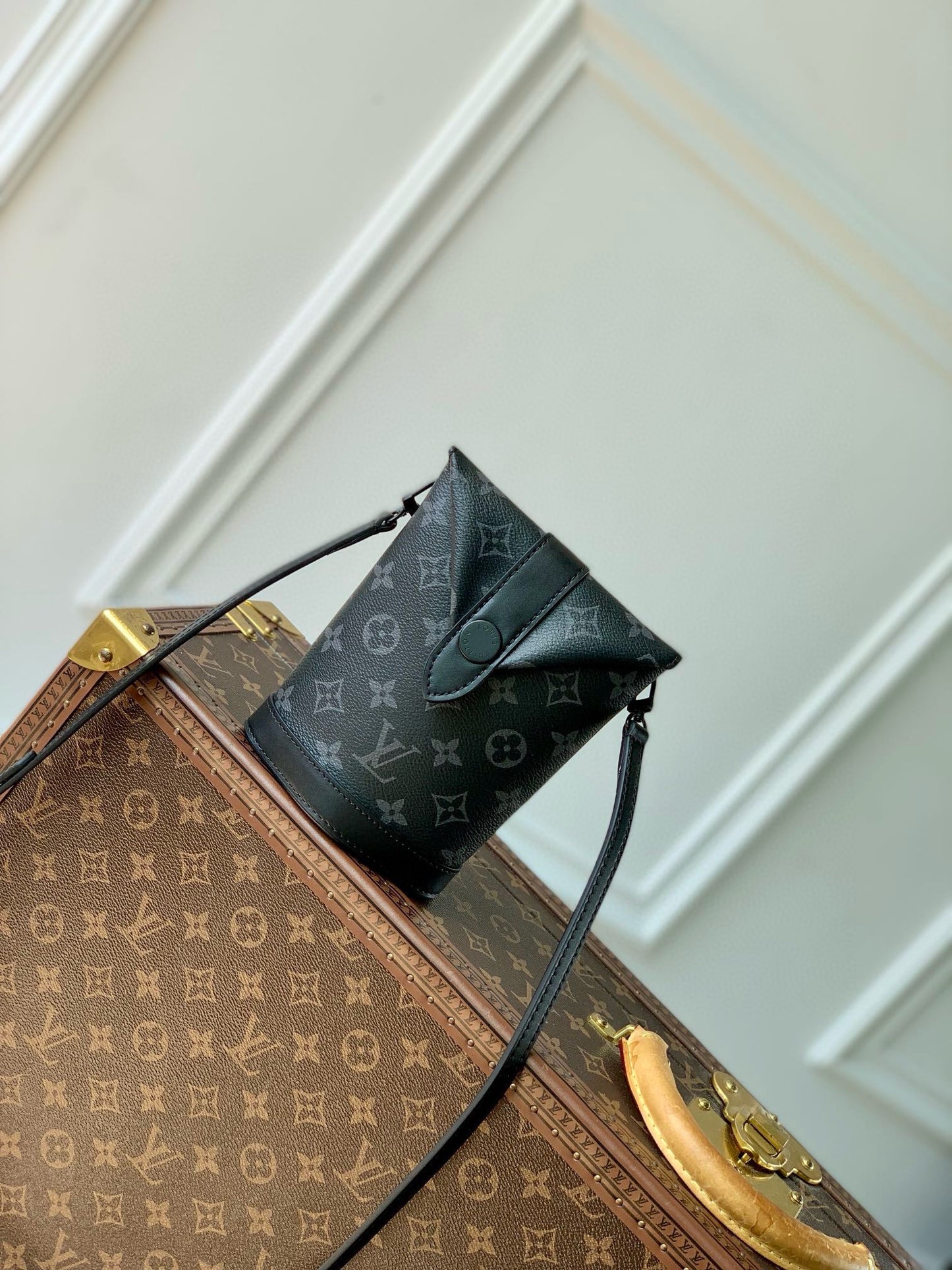 Louis Vuitton Nano Steamer Messenger Bag Monogram Eclipse Canvas