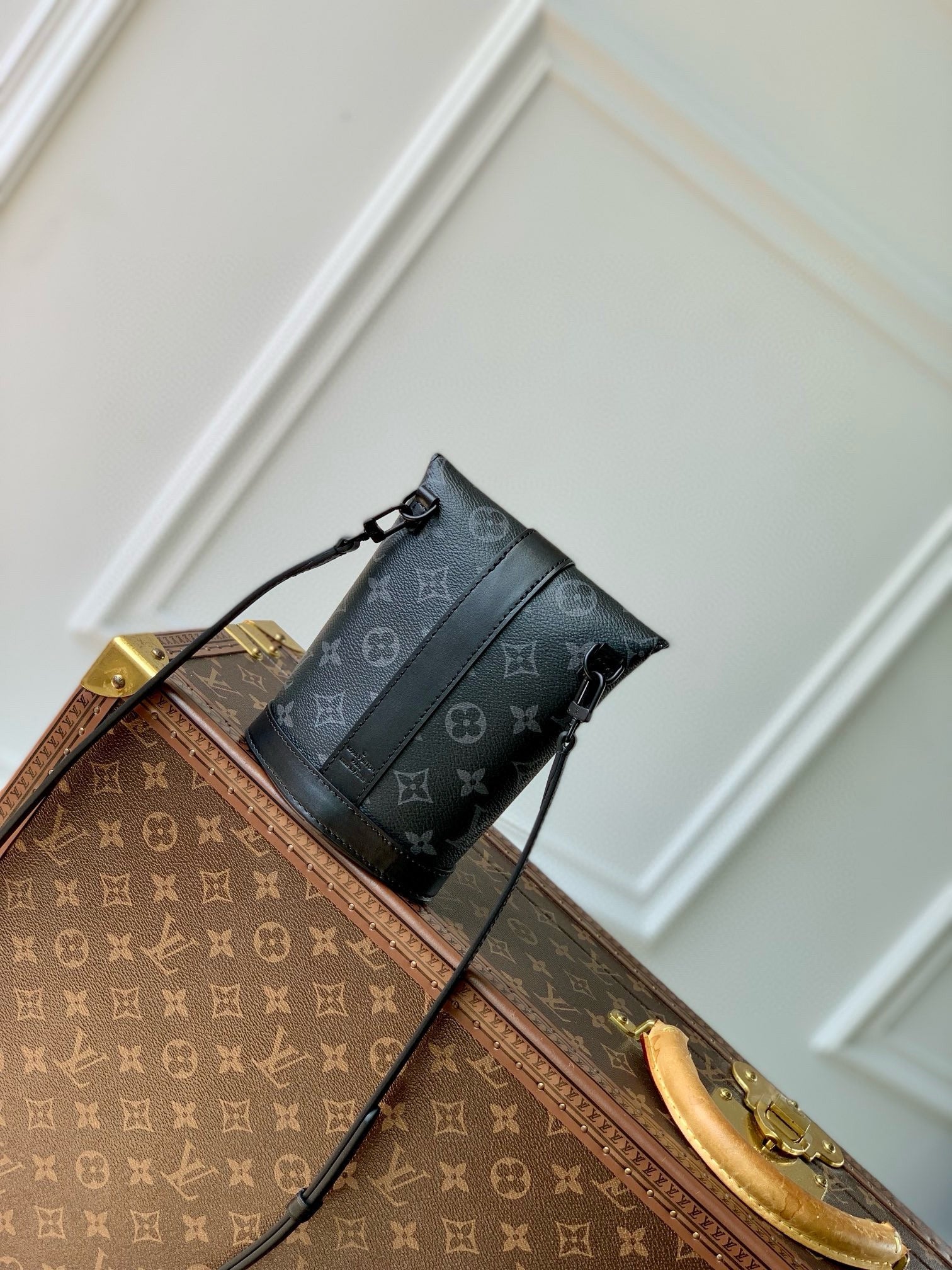 Louis Vuitton Nano Steamer Messenger Bag Monogram Eclipse Canvas