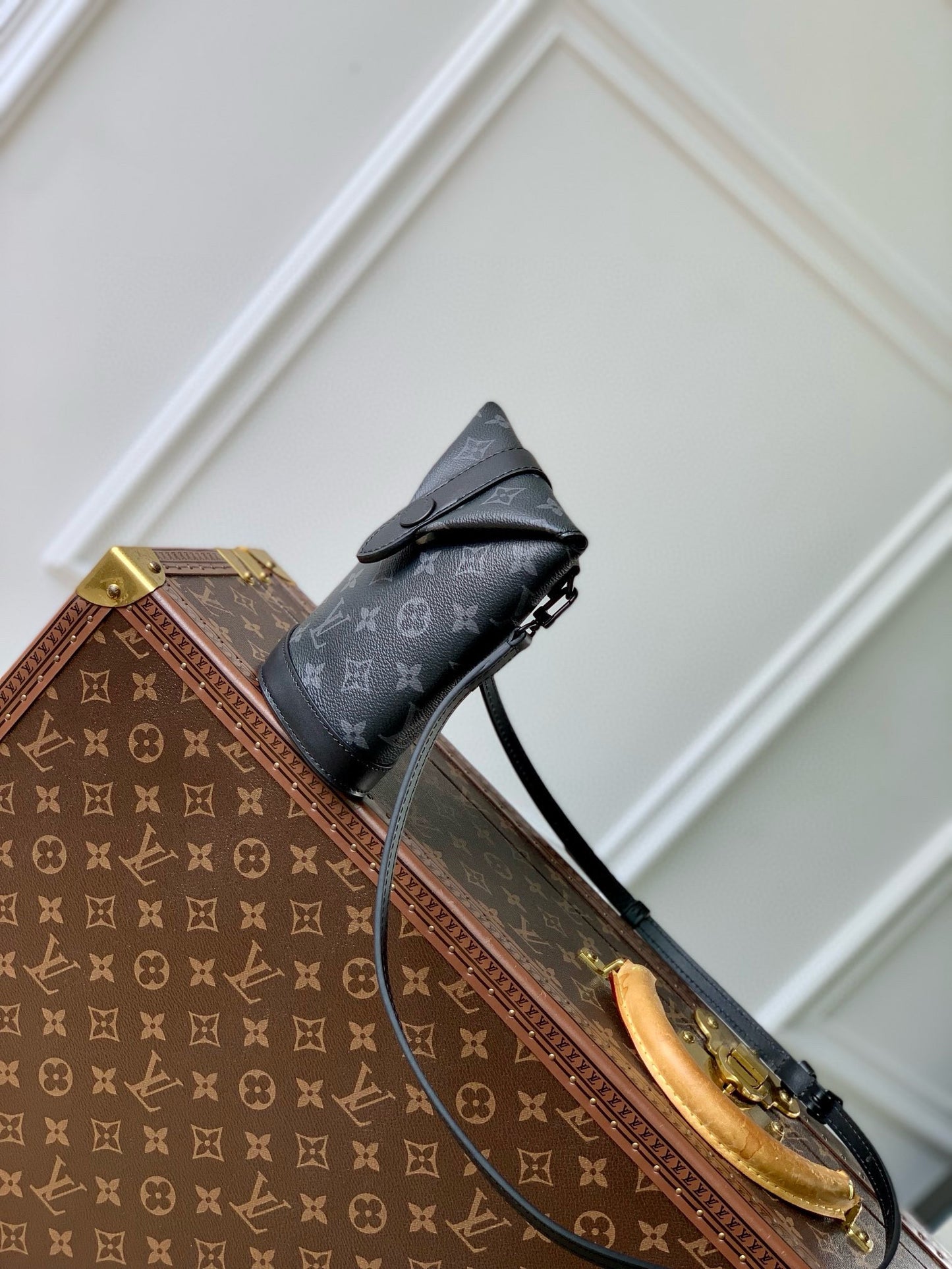 Louis Vuitton Nano Steamer Messenger Bag Monogram Eclipse Canvas