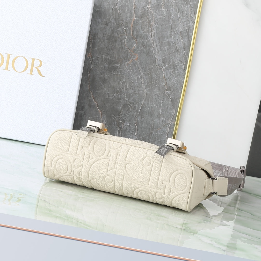 Dior Cream Off-White Embossed Monogram Crossbody Messenger Bag