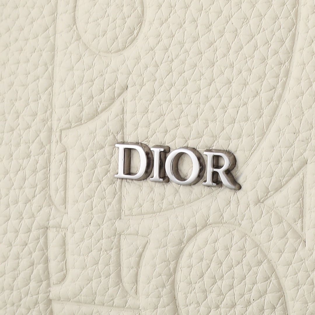 Christian Dior Lingot Messenger Bag in Cream Embossed CD Oblique Leather