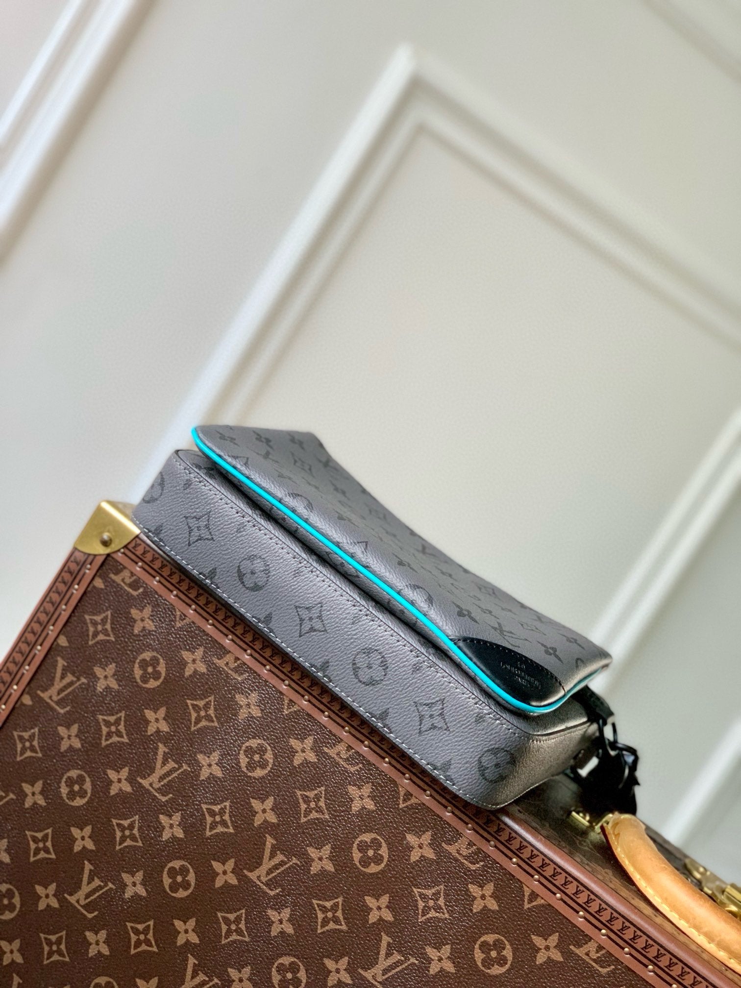 Louis Vuitton Trio Messenger Monogram Eclipse Grey with Turquoise Accents